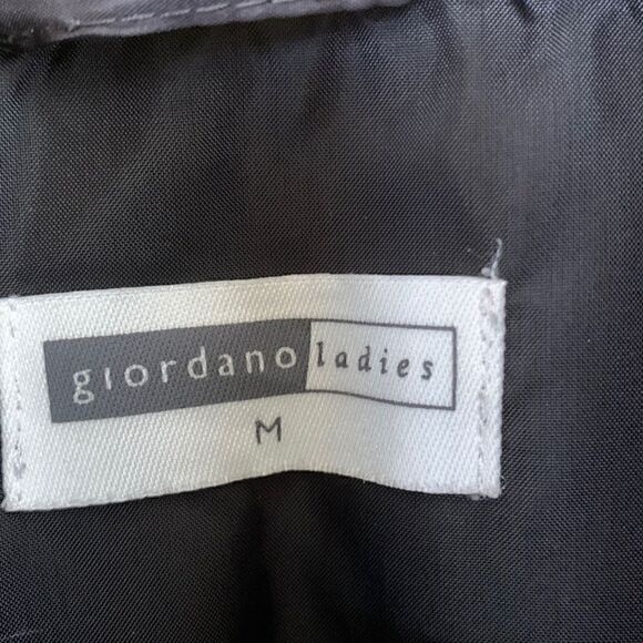 Vintage Giordano Quilted Down Black Puffer Drawstring Vest Women’s Medium - Picture 6 of 8